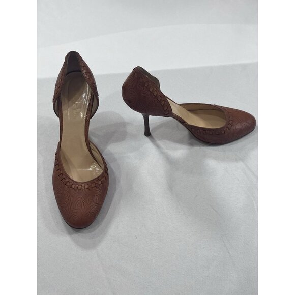 Cole Haan Classic Tan Round Toe Italian Leather Pumps Heels Shoes 9.5 - Picture 1 of 9
